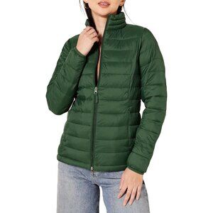 Women’s Dark Green 100% Nylon Lightweight Zip-Up Winter Quilted Puffer Jacket